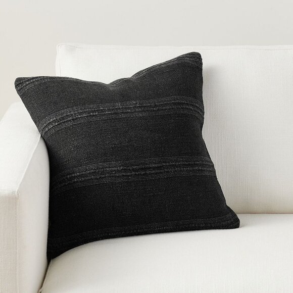 Pottery Barn Relaxed Striped Pillow Cover, 18", Black - Picture 1 of 1